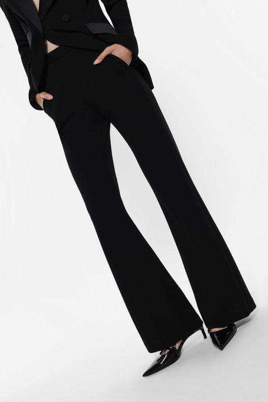 Imperial Pantalone Zampa Bordi Raso Nero - Dolcevita Store Montesilvano