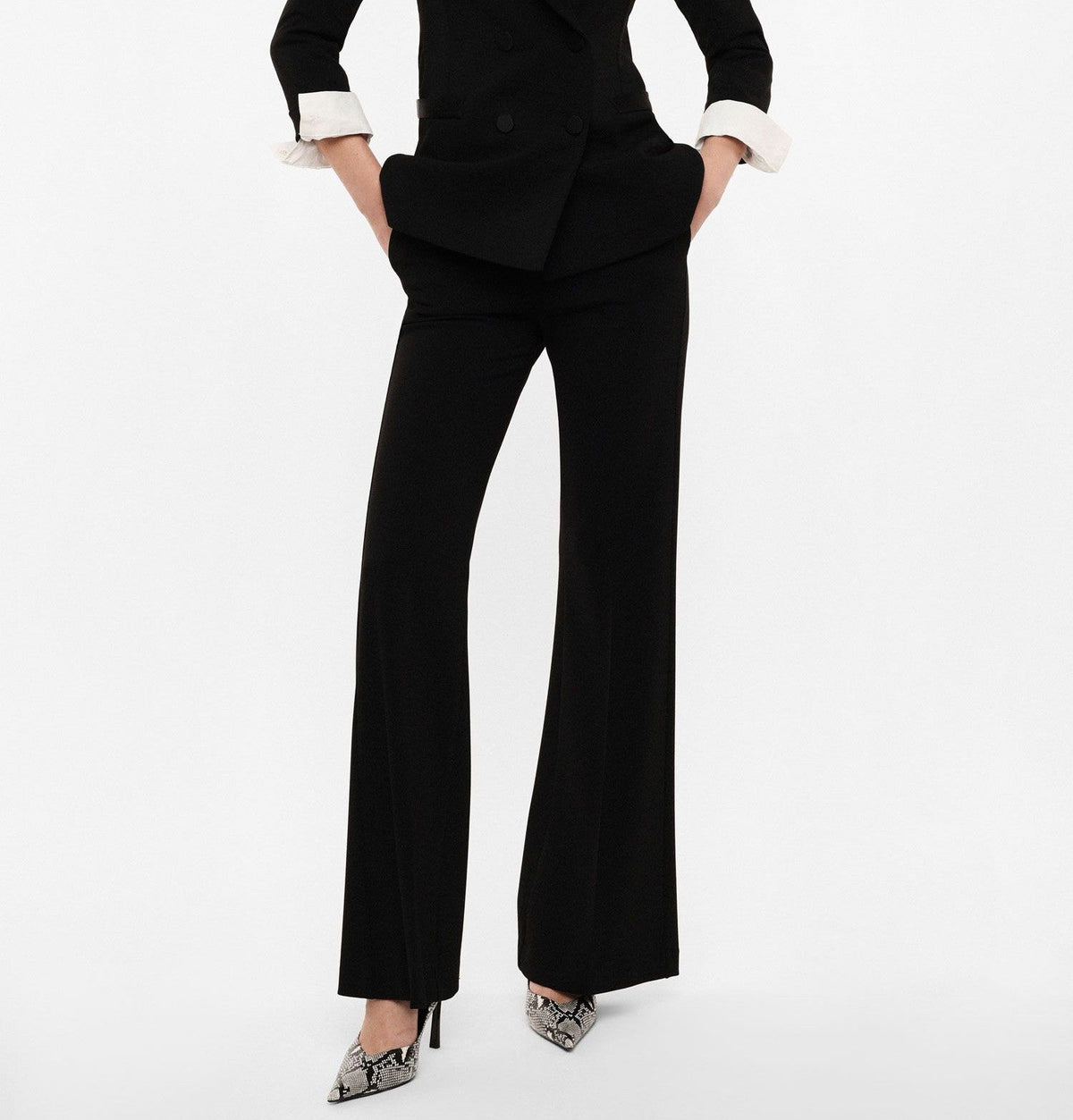 Imperial Pantalone Zampa Bordi Raso Nero - Dolcevita Store Montesilvano
