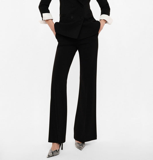 Imperial Pantalone Zampa Bordi Raso Nero - Dolcevita Store Montesilvano