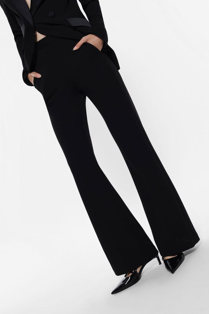 Imperial Pantalone Zampa Bordi Raso Nero - Dolcevita Store Montesilvano