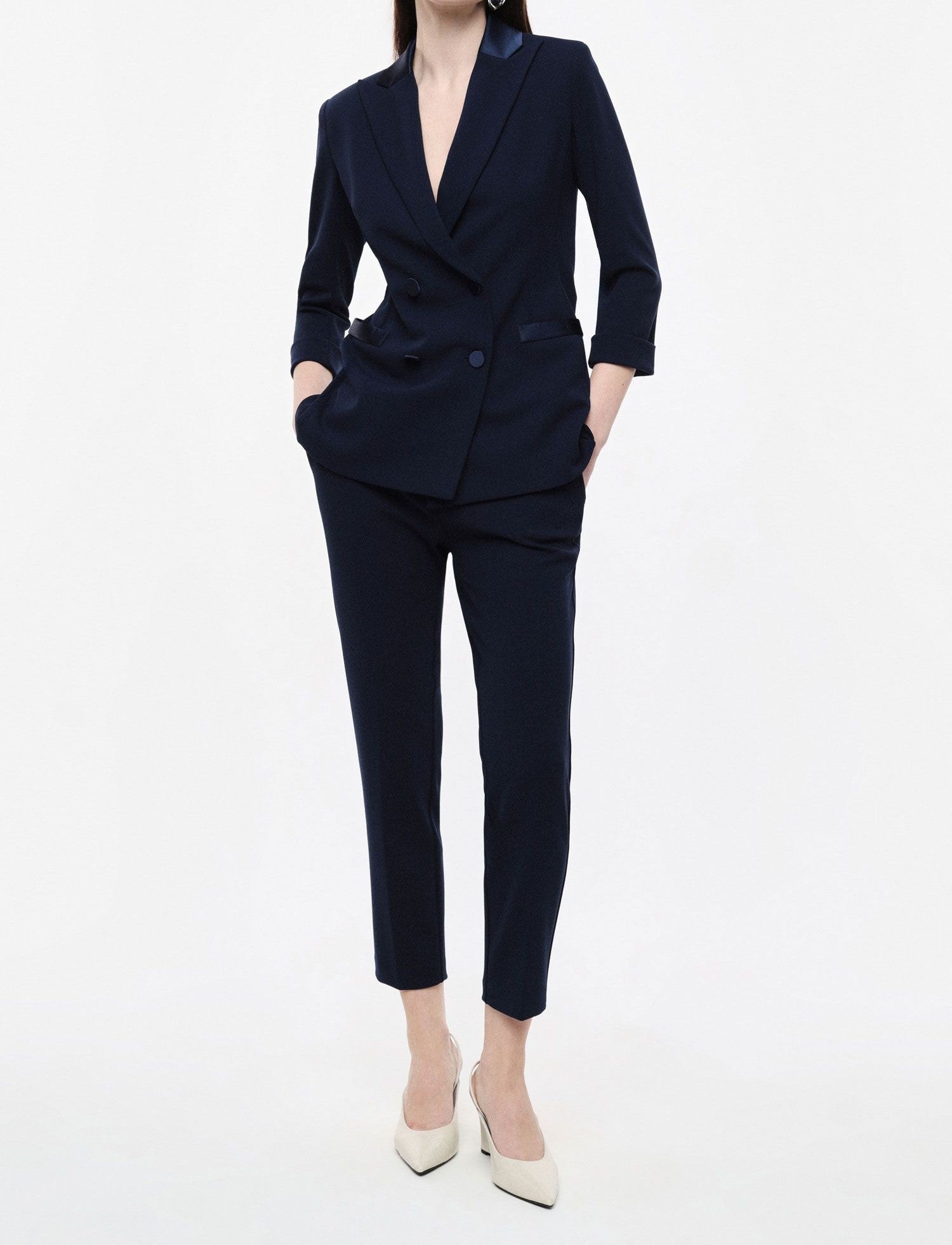 Imperial Pantaloni Sartoriali Vita Alta Bottone Blu - Dolcevita Store Montesilvano