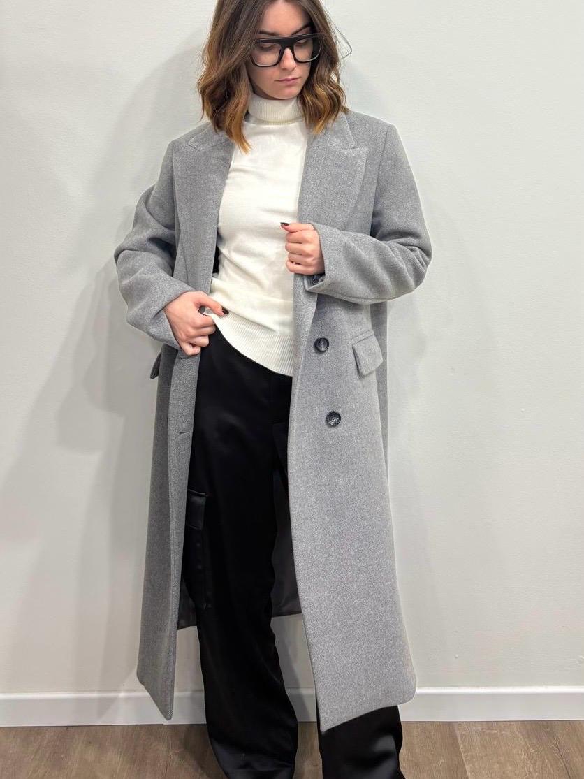 Kontatto Cappotto Lungo Doppiopetto Grigio - Dolcevita Store Montesilvano