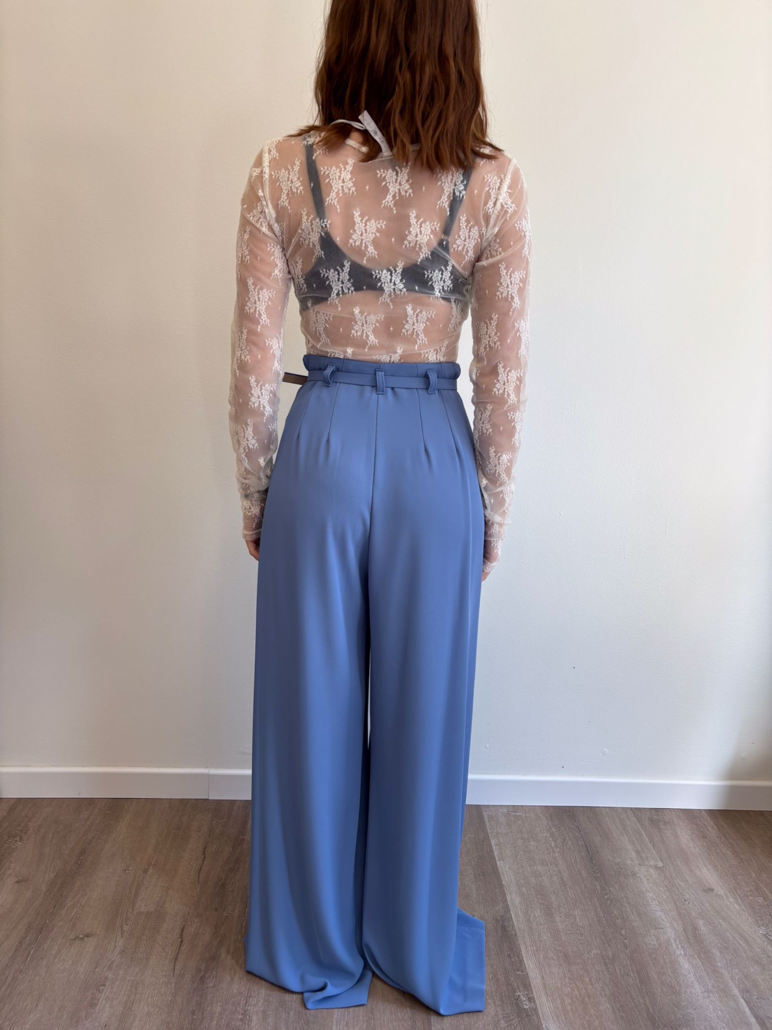 Pantaloni Palazzo Ampi con Cintura Ceruleo - Dolcevita Store Montesilvano