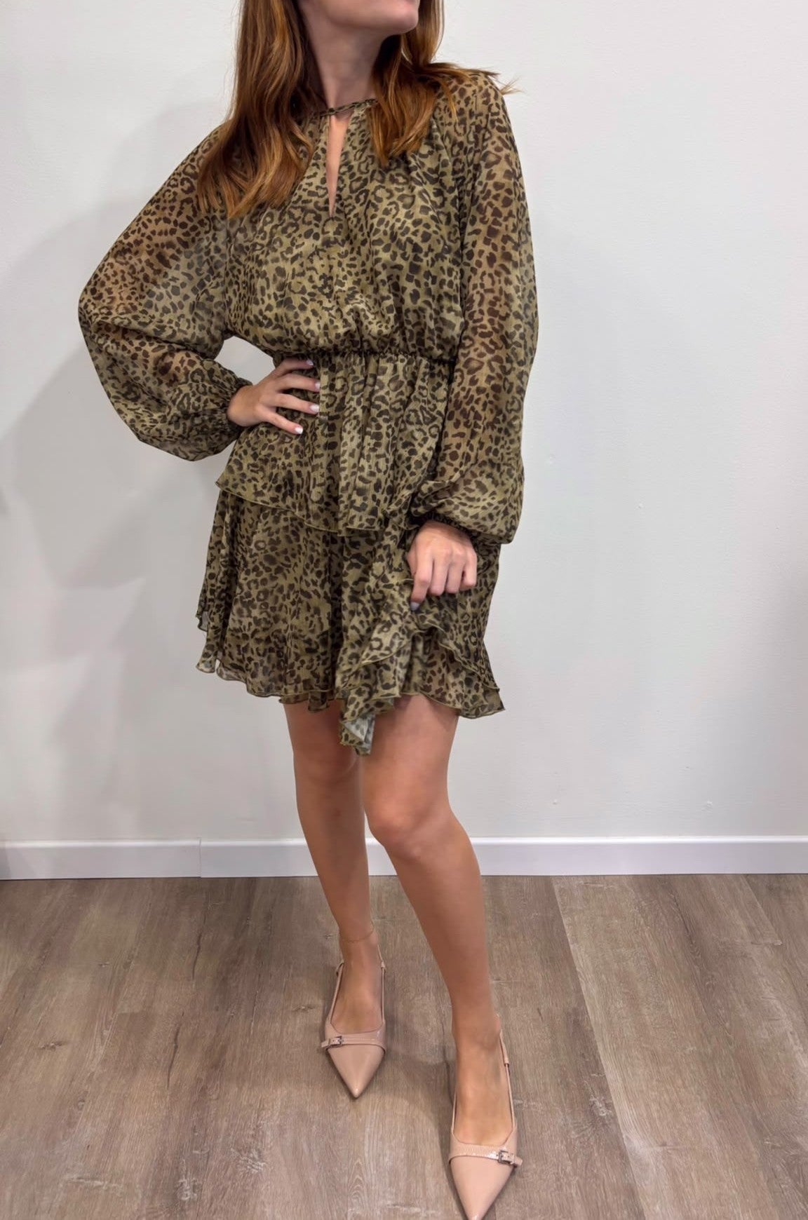 Susy Mix Abito Corto Animalier Verde - Dolcevita Store Montesilvano