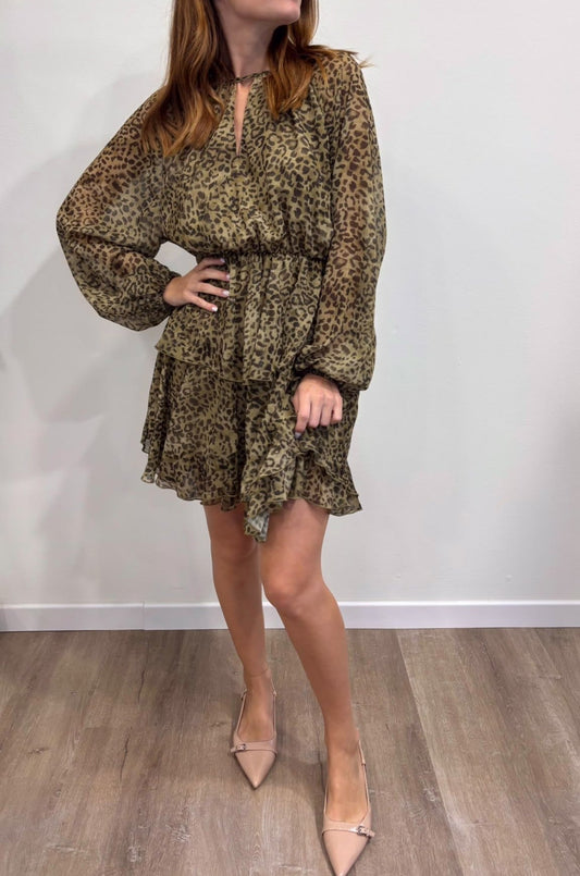 Susy Mix Abito Corto Animalier Verde - Dolcevita Store Montesilvano