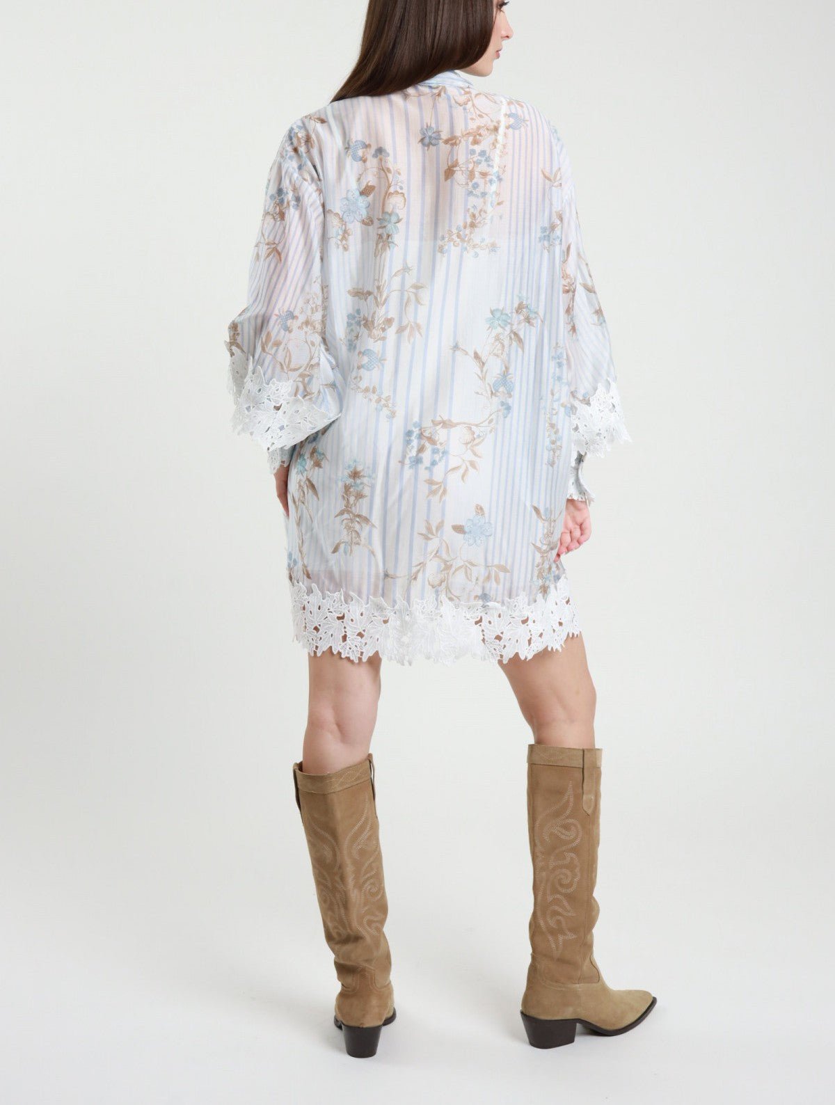 Susy Mix Abito Corto Fantasia + Pizzo Celeste - Dolcevita Store Montesilvano