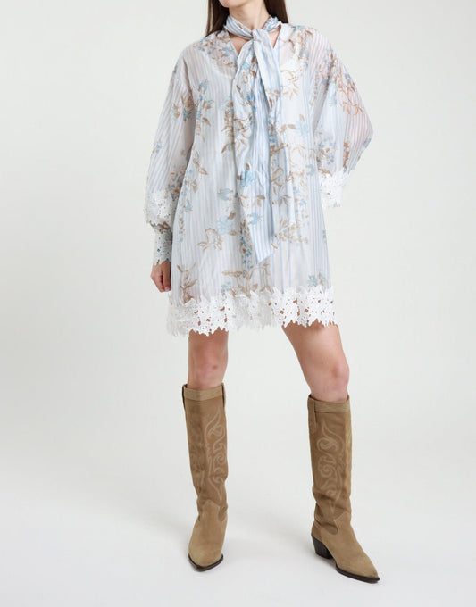 Susy Mix Abito Corto Fantasia + Pizzo Celeste - Dolcevita Store Montesilvano