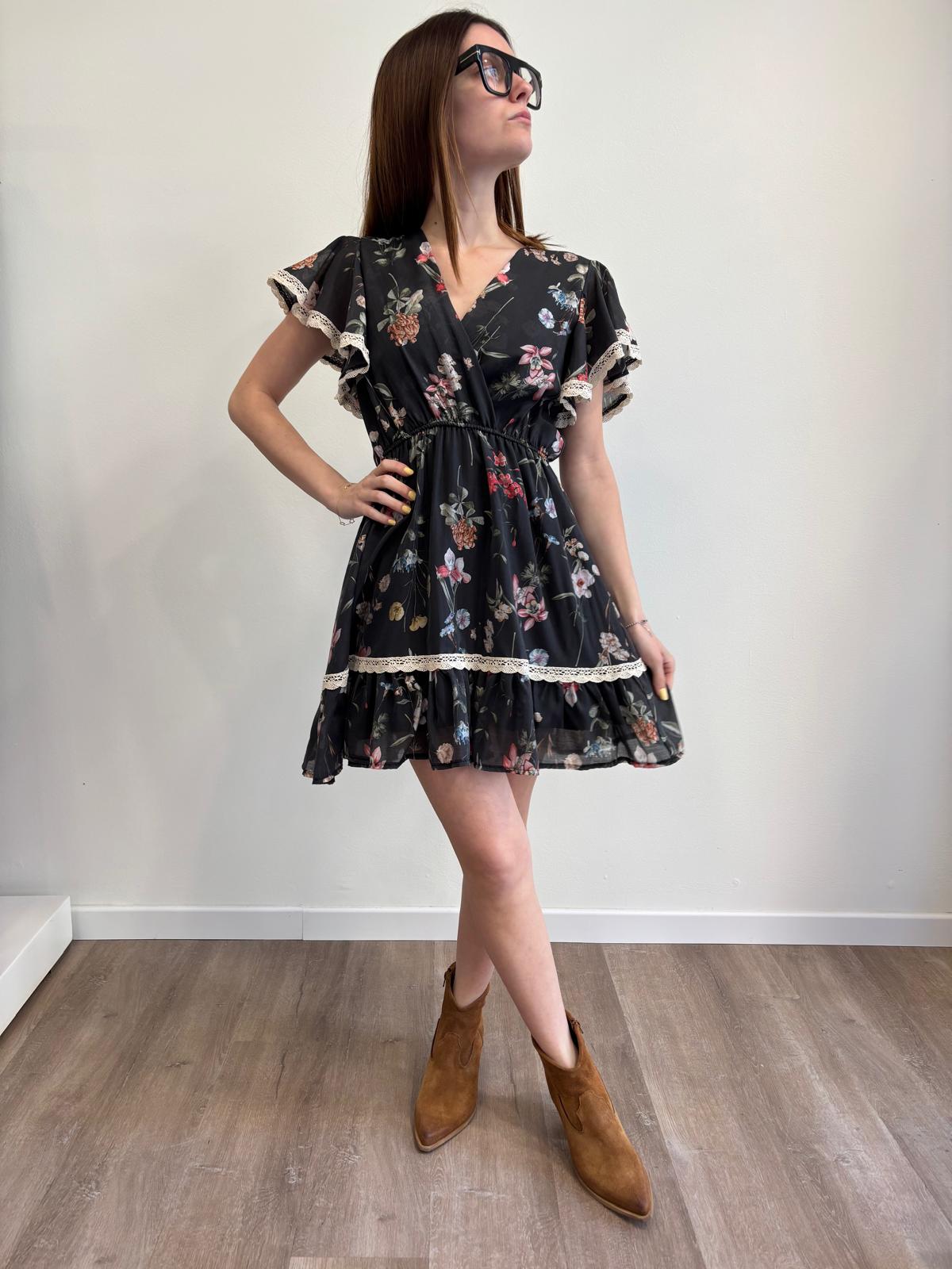 Susy Mix abito Incrocio Fantasia Nero - Dolcevita Store Montesilvano