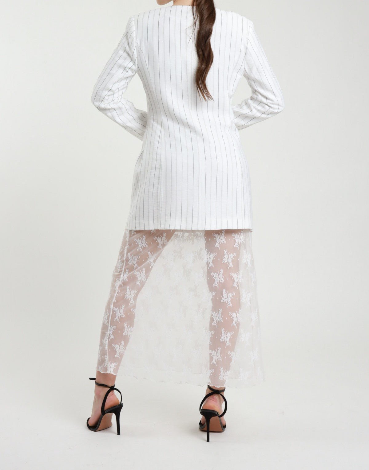 Susy Mix Abito Pizzo Giacca Gessata Panna - Dolcevita Store Montesilvano