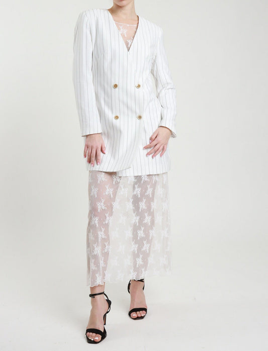 Susy Mix Abito Pizzo Giacca Gessata Panna - Dolcevita Store Montesilvano
