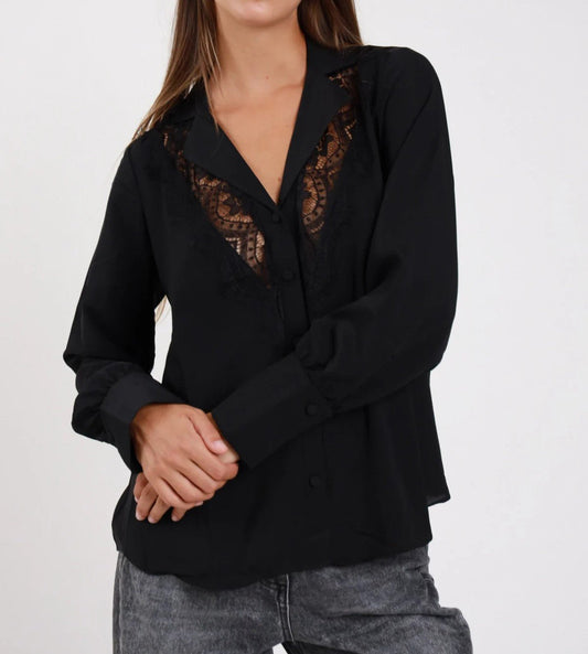 Susy Mix Camicia Pizzo Nero - Dolcevita Store Montesilvano