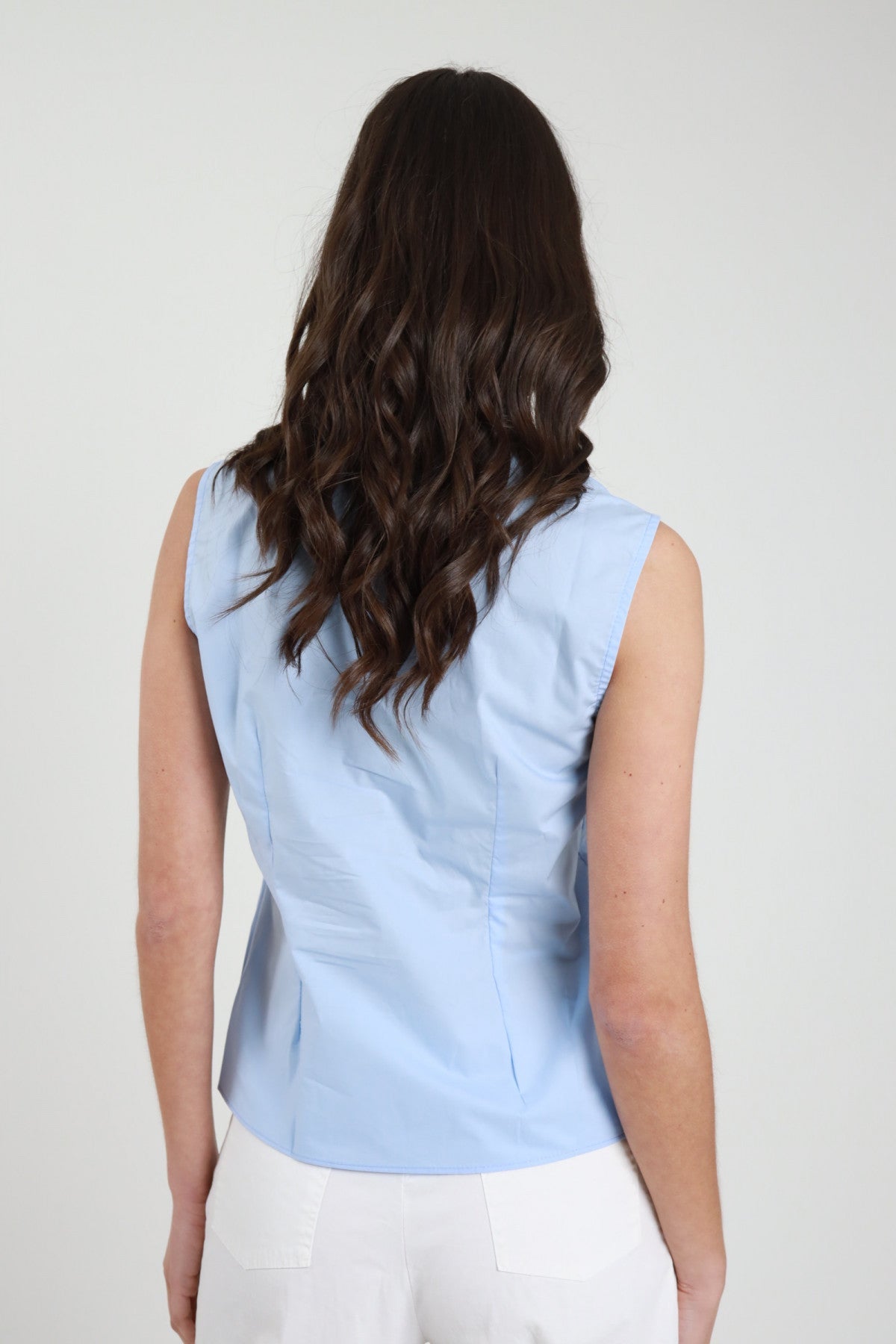 Susy Mix Camicia Smanicata Celeste - Dolcevita Store Montesilvano