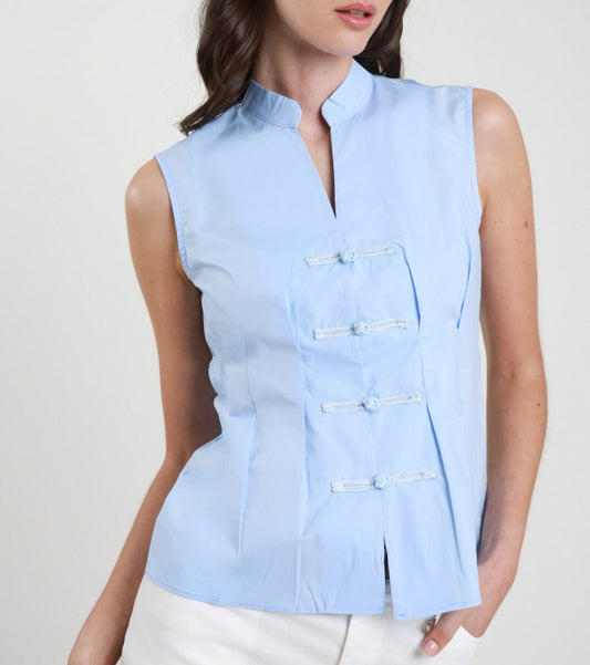 Susy Mix Camicia Smanicata Celeste - Dolcevita Store Montesilvano