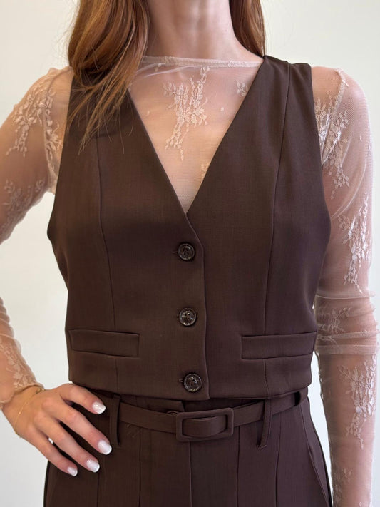 Susy Mix Gilet 3 Bottoni Moro - Dolcevita Store Montesilvano