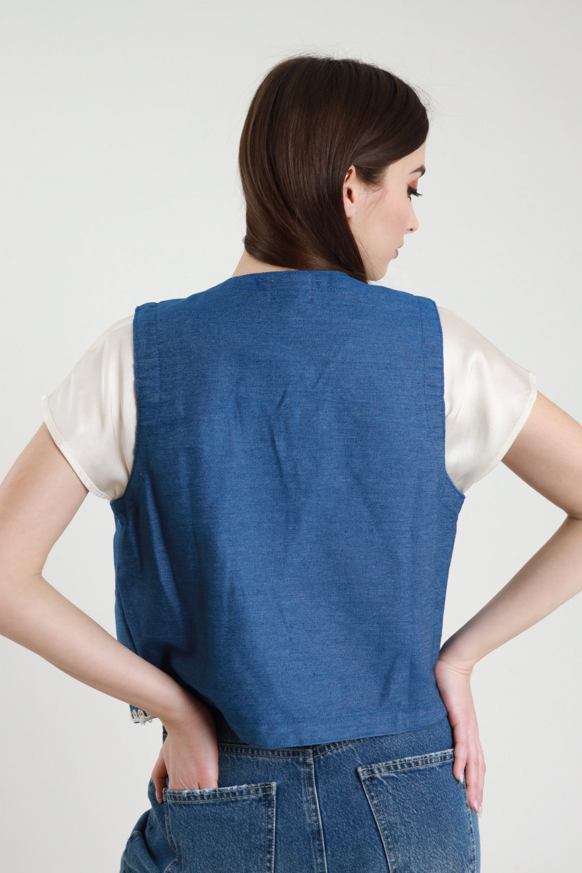 Susy Mix Gilet Ricamato Jeans - Dolcevita Store Montesilvano