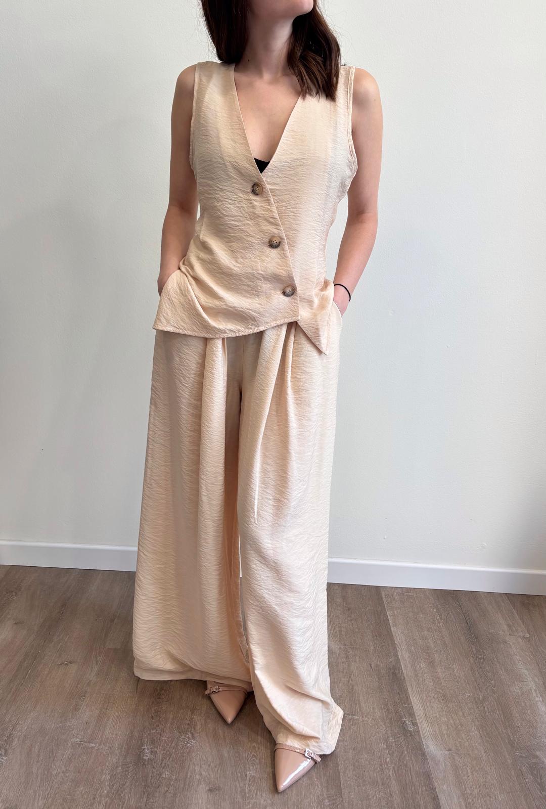 Susy Mix Pantalone Ampio Crema - Dolcevita Store Montesilvano
