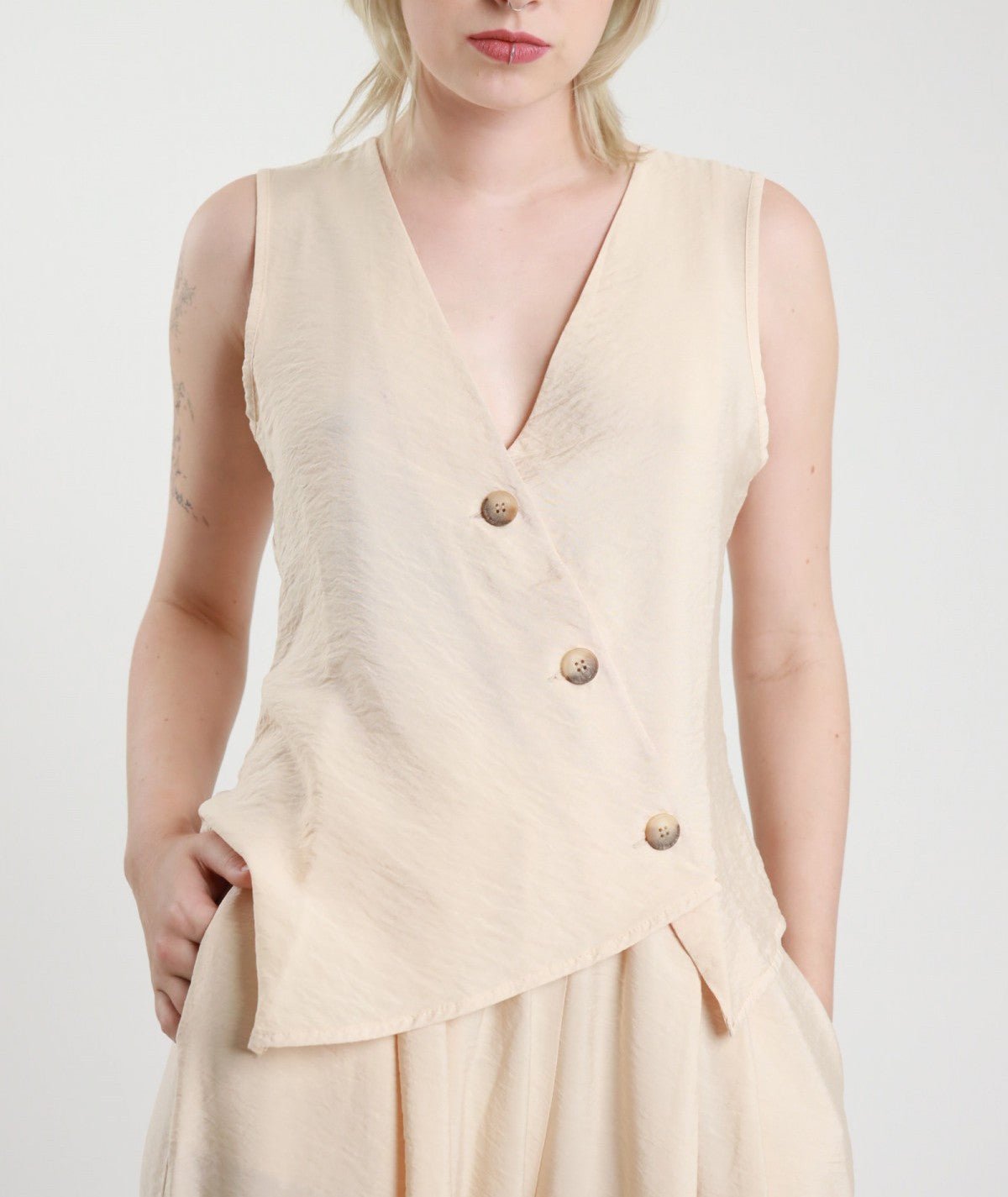 Susy Mix Pantalone Ampio Crema - Dolcevita Store Montesilvano