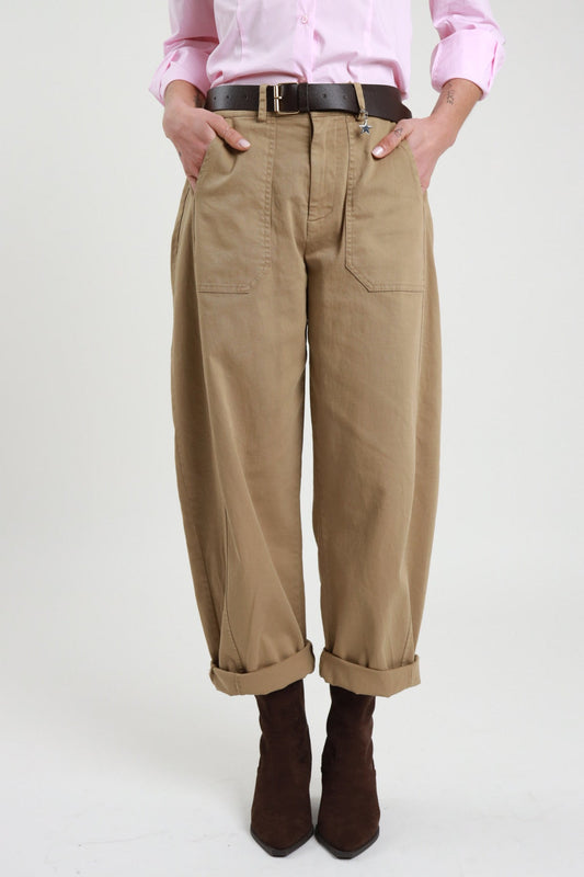 Susy Mix Pantalone Ovetto Over Cammello - Dolcevita Store Montesilvano