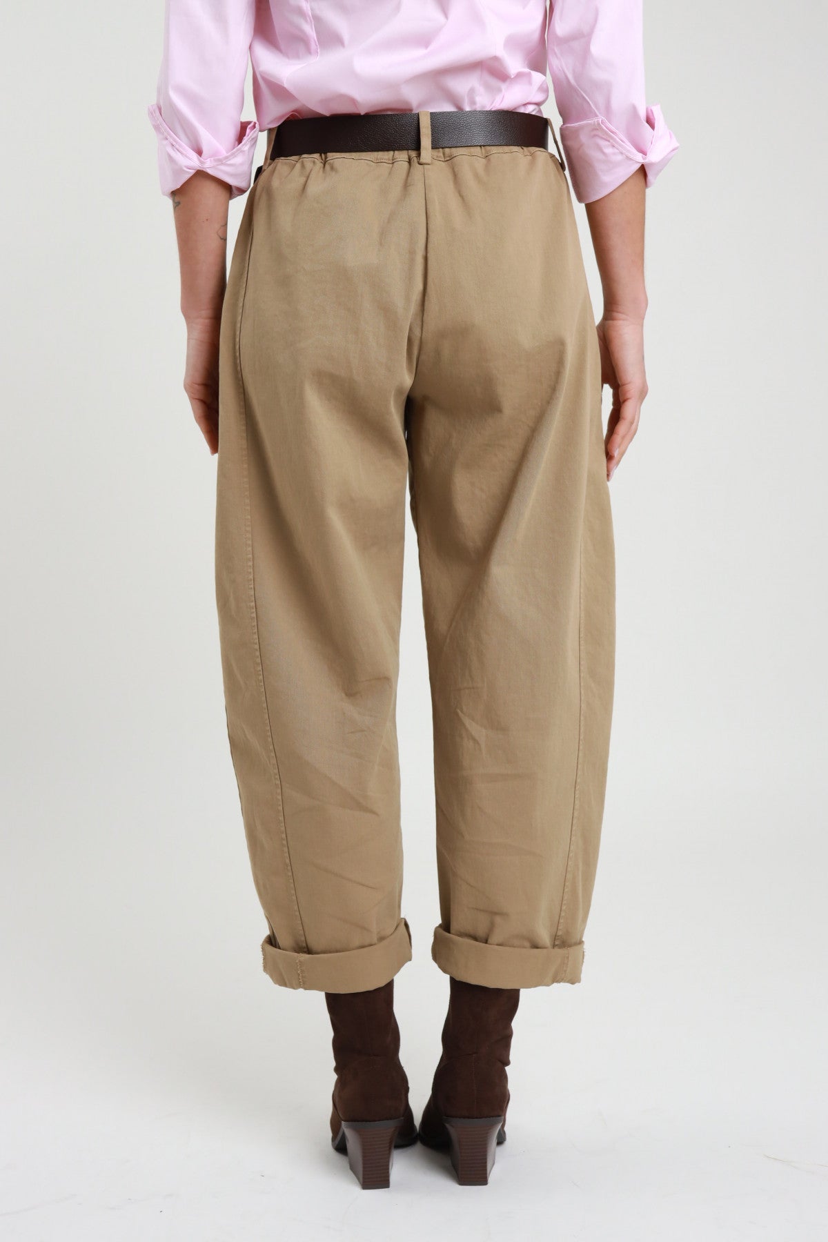 Susy Mix Pantalone Ovetto Over Cammello - Dolcevita Store Montesilvano