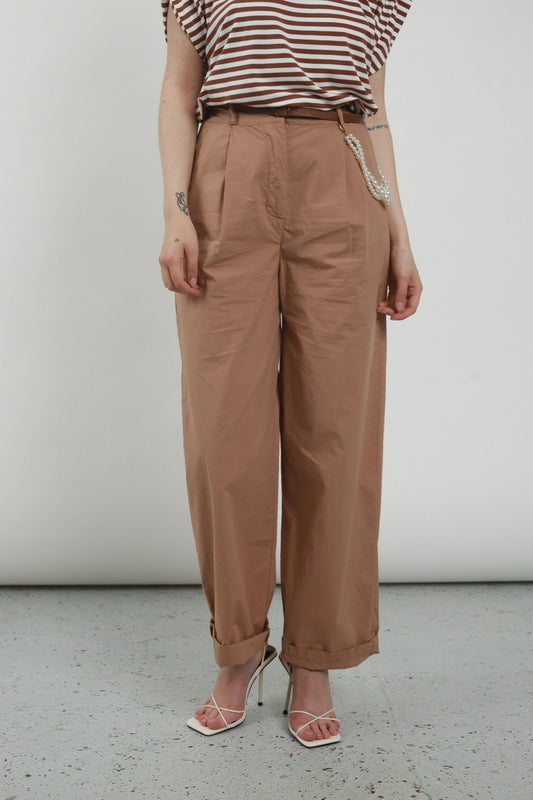 Susy Mix Pantaloni Con Catena Perle Caramel - Dolcevita Store Montesilvano