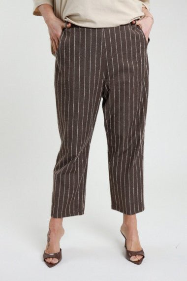 Susy Star Pantalone Gessato Moro - Dolcevita Store Montesilvano
