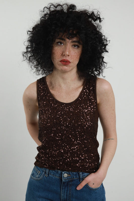 SusyMix Canotta Paillettes Moro - Dolcevita Store Montesilvano