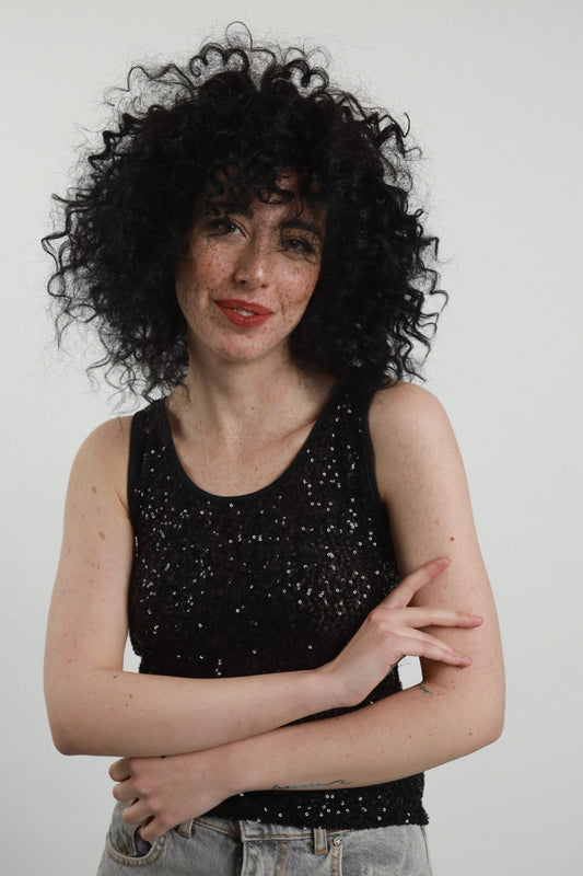 SusyMix Canotta Paillettes Nero - Dolcevita Store Montesilvano